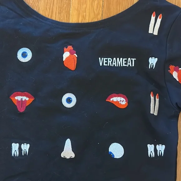 Verameat embroidered body parts dress black xs - Picture 6 of 6